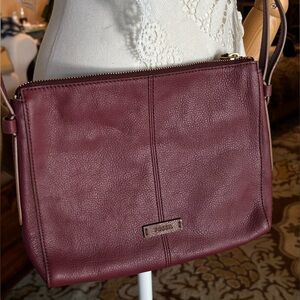 Fossil Burgundy Leather Crossbody Bag